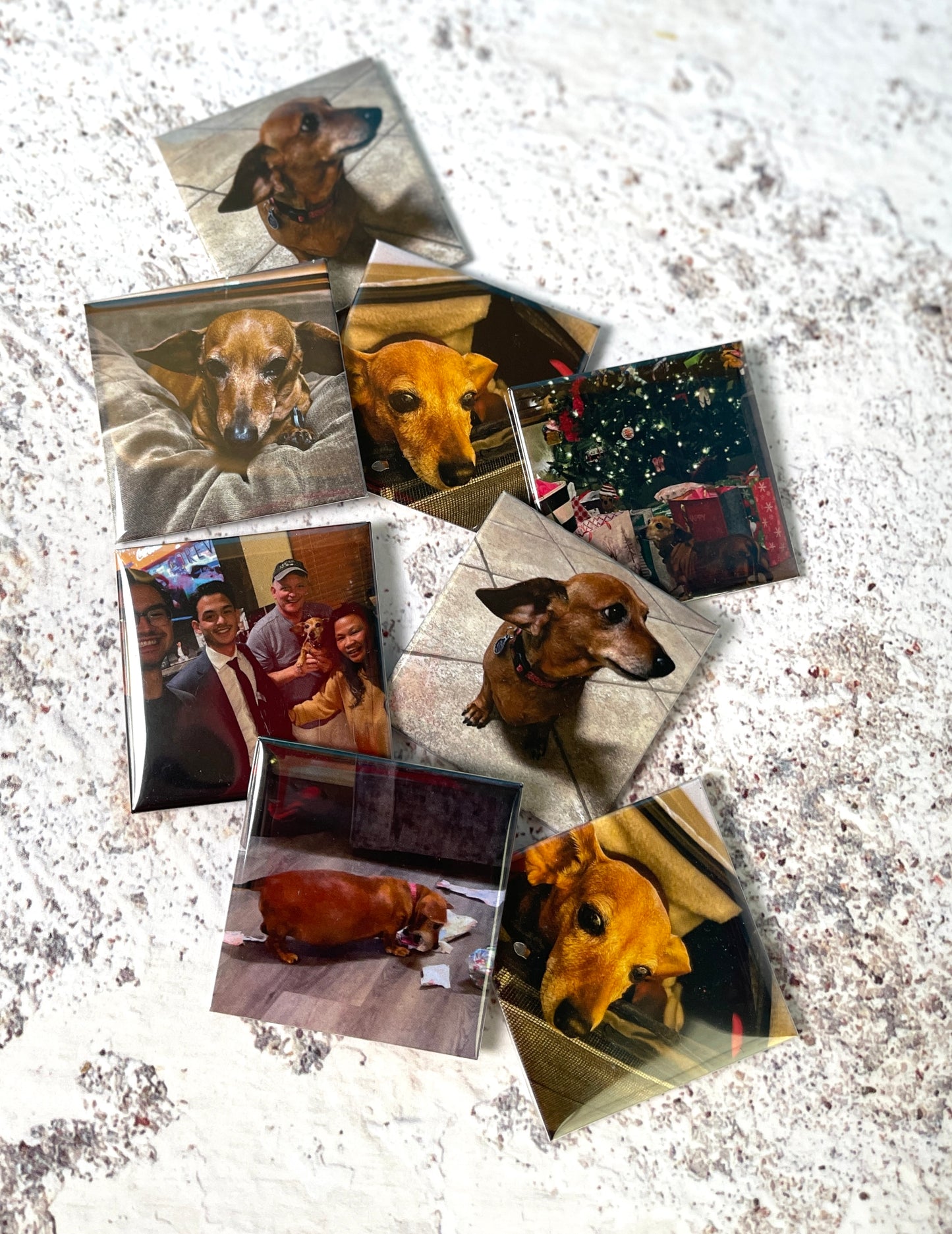 Eight 2 x 2 inch photo magnets